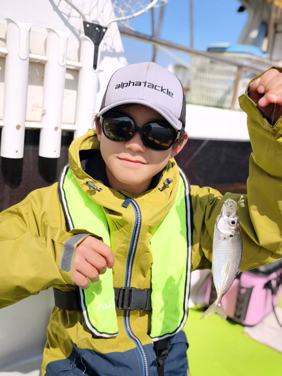 息子と春休みのアジ